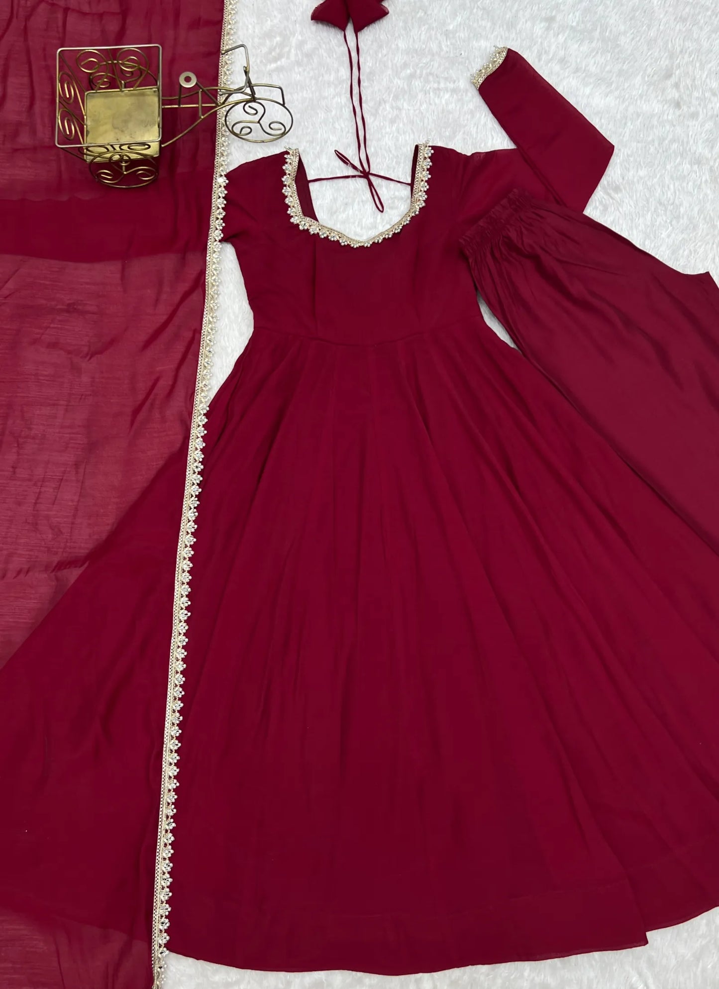Dark Pink Pure Mal Chanderi Anarkali Suit