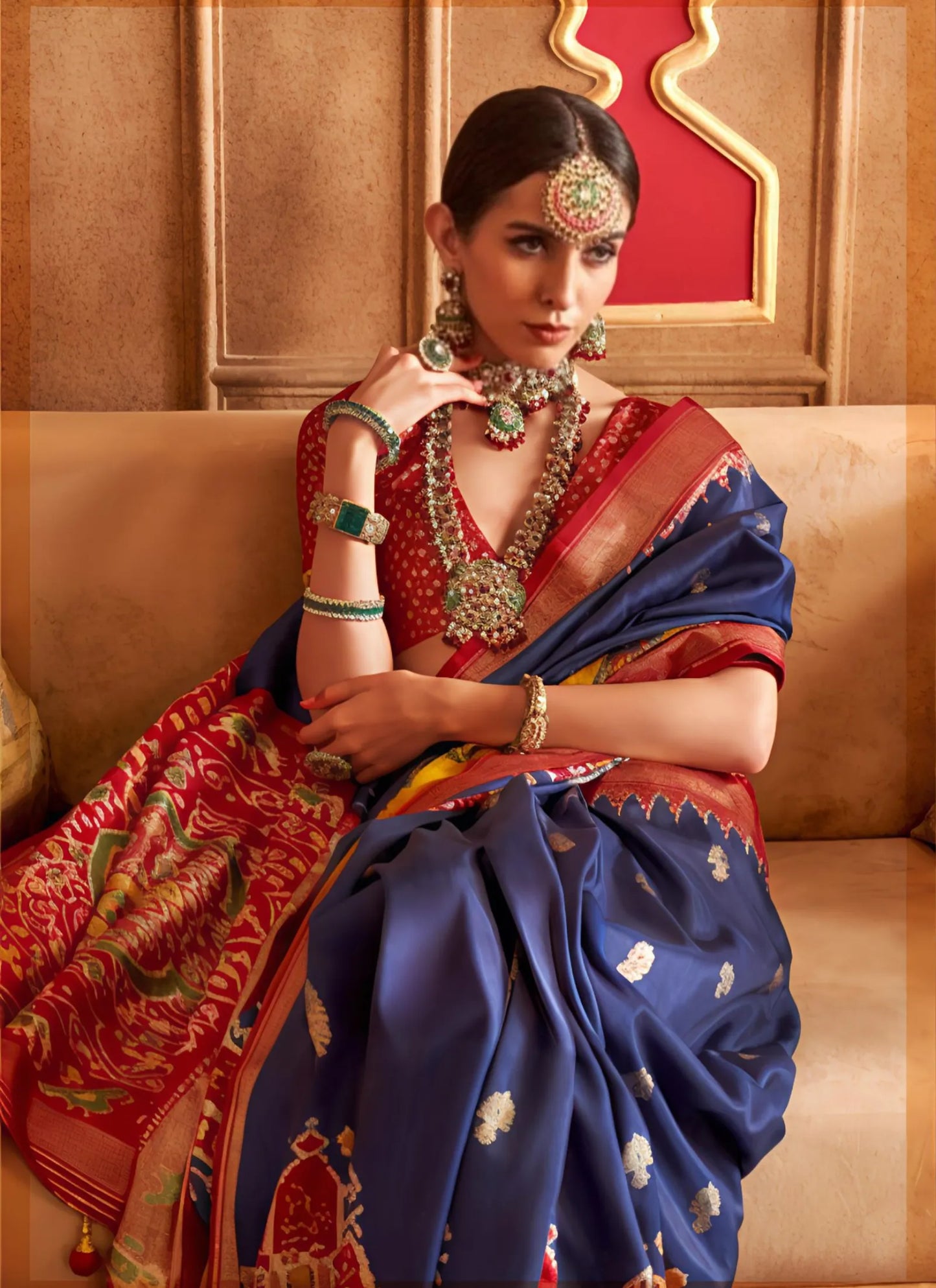 Banarasi Silk Saree Navy