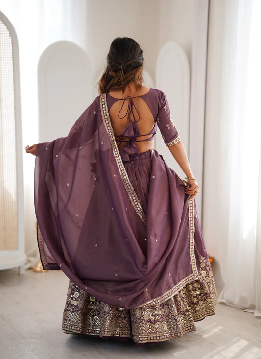 Mauve Heavy Simmer Silk Lehenga Choli