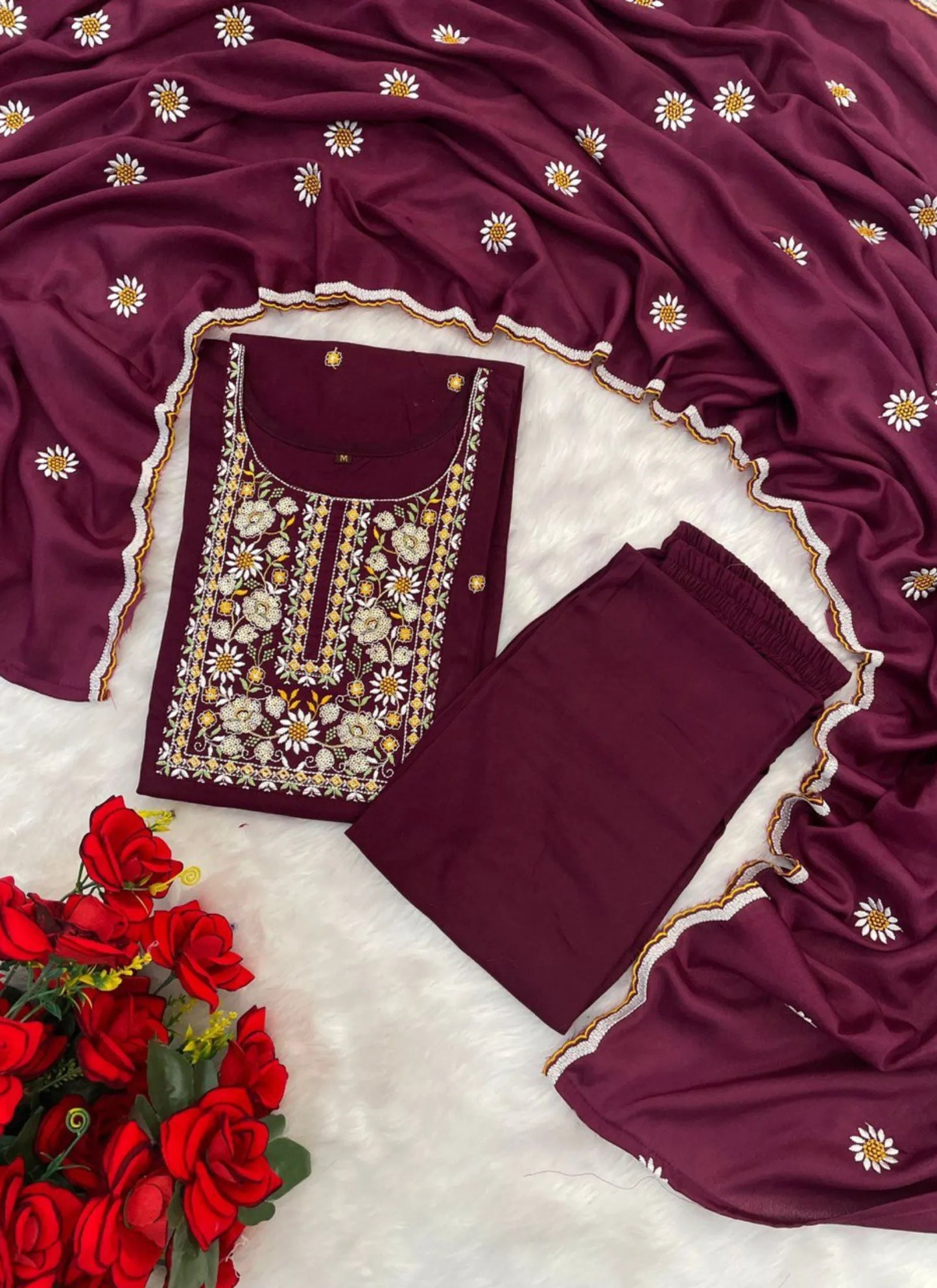 Heavy Rayon Fabric Kurta Set Wine