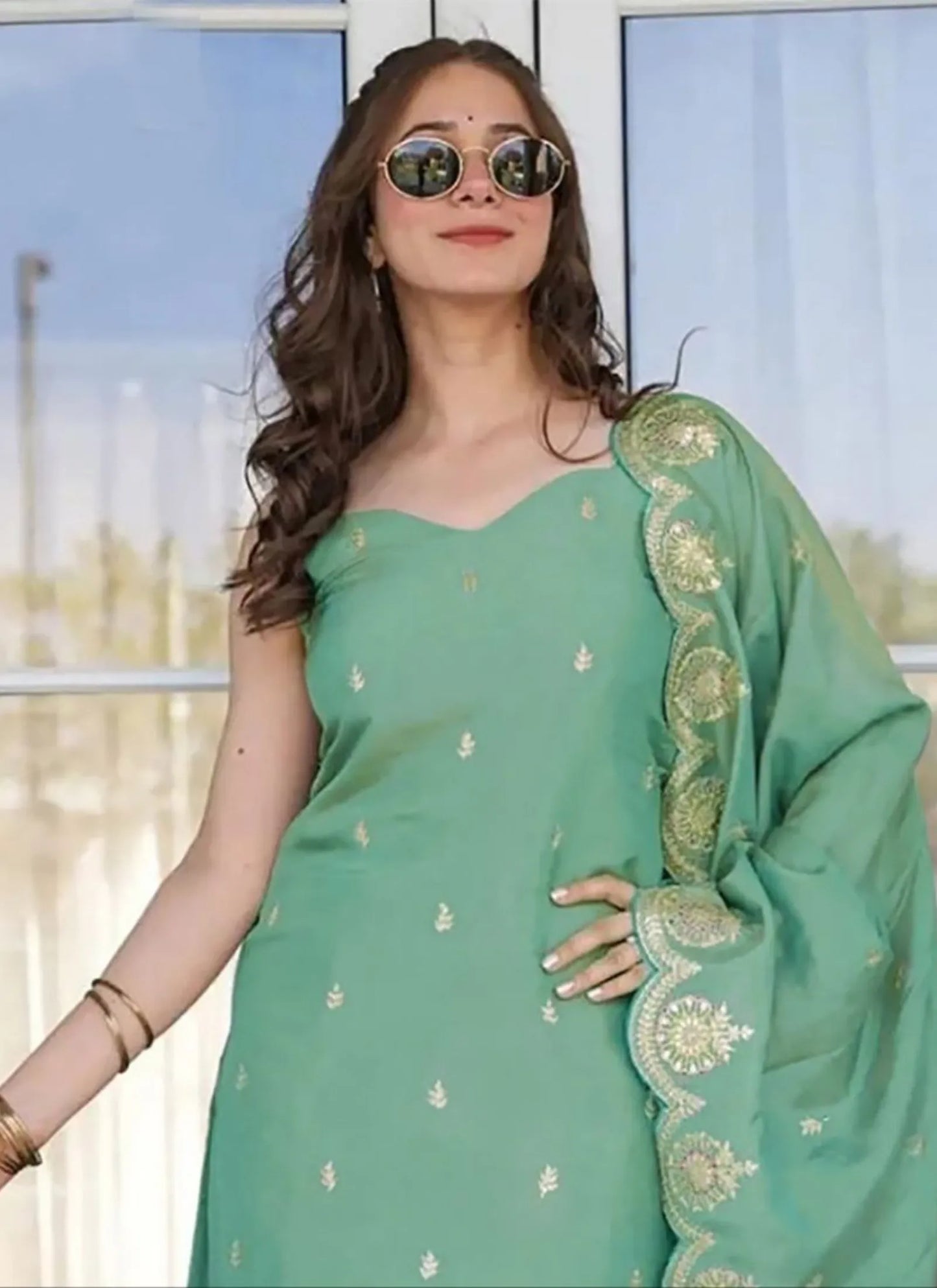 Jaspreet Art Silk Kurta Set Light Green