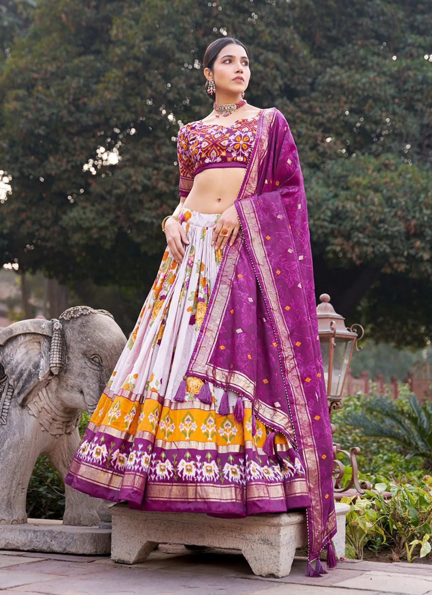 Purple Floral Print Lehenga Choli