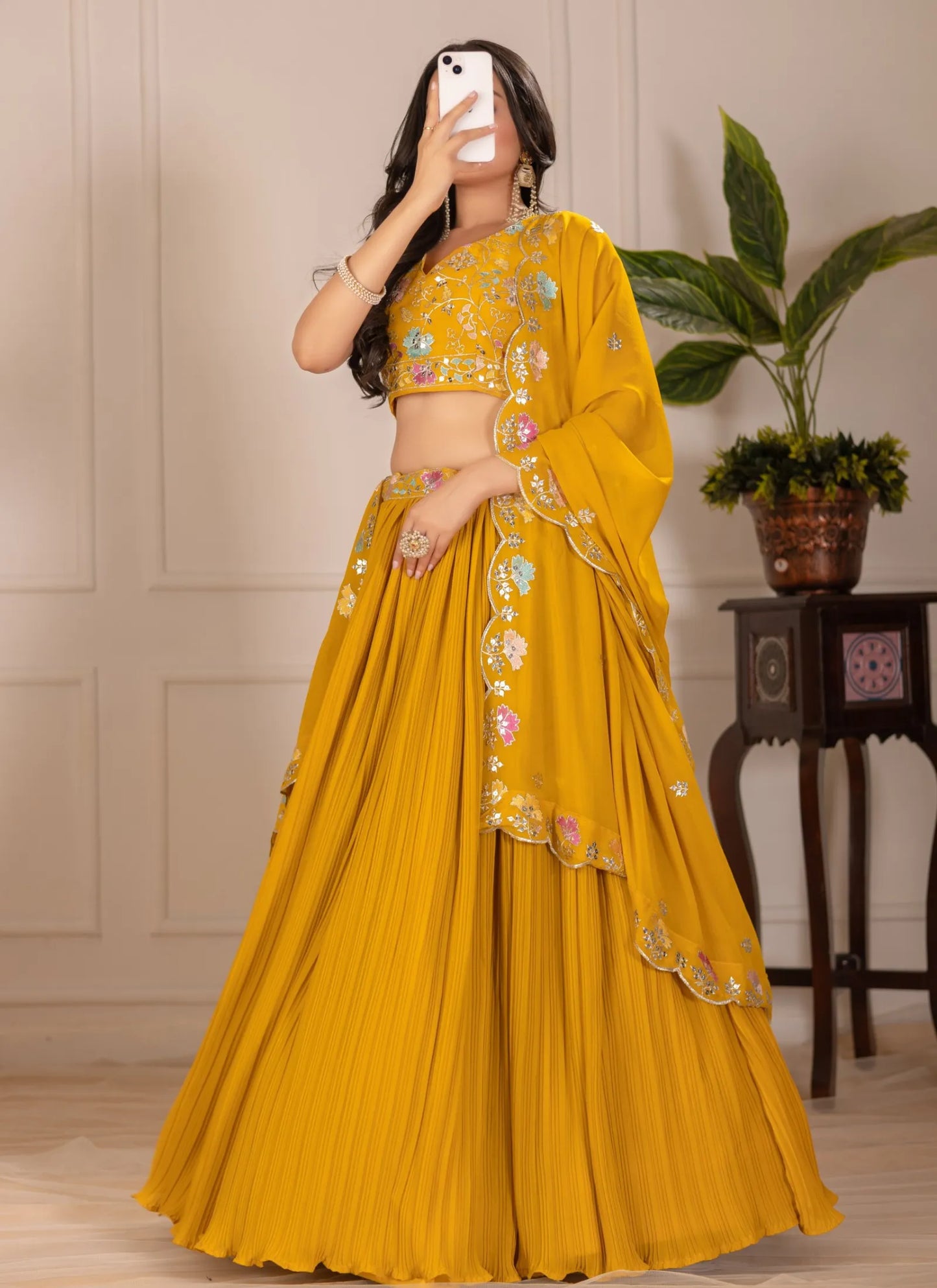 Yellow Fox Georgette Lehenga Choli