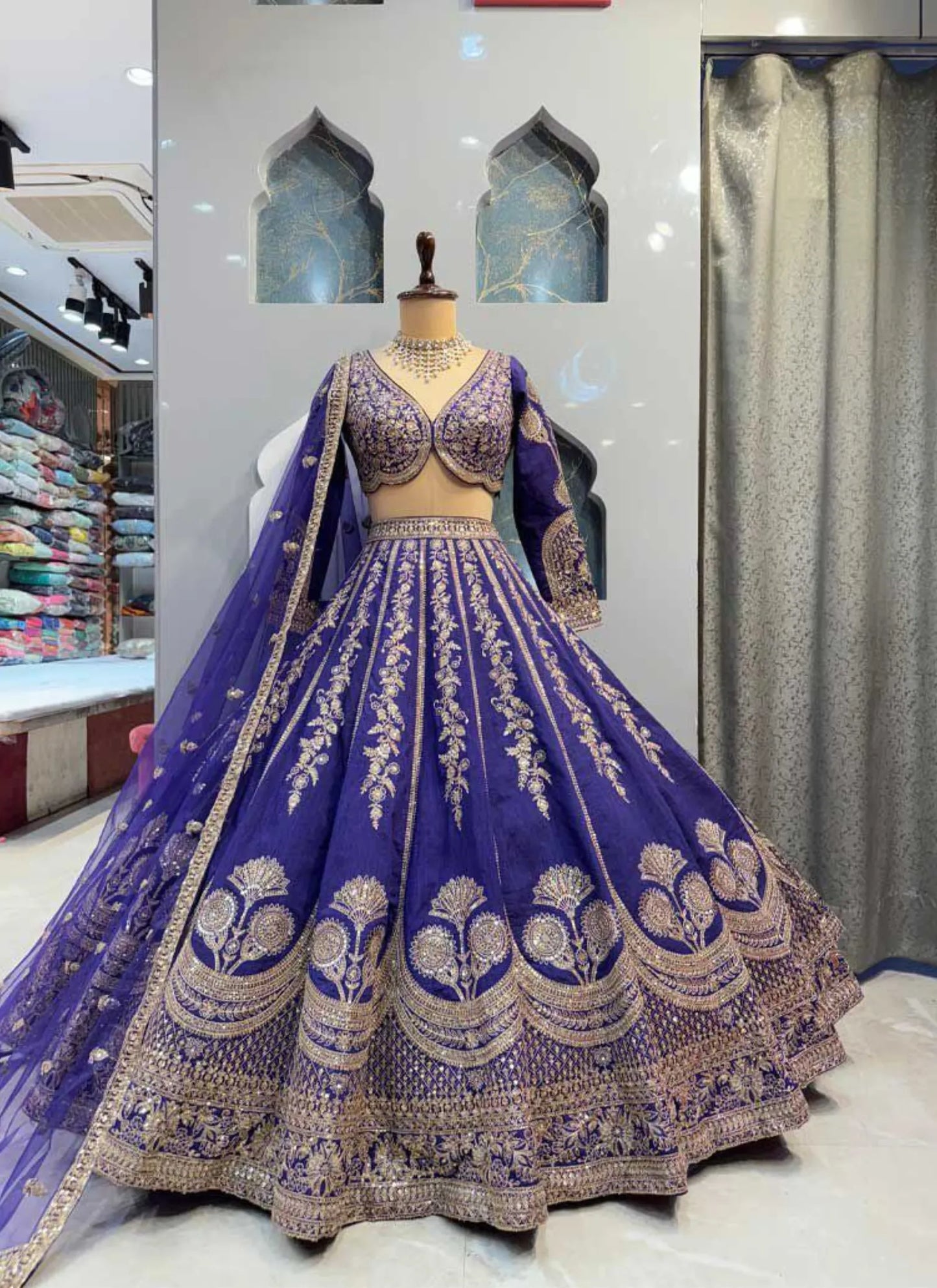 Premium Heavy Slub Silk Lehenga Choli Blue