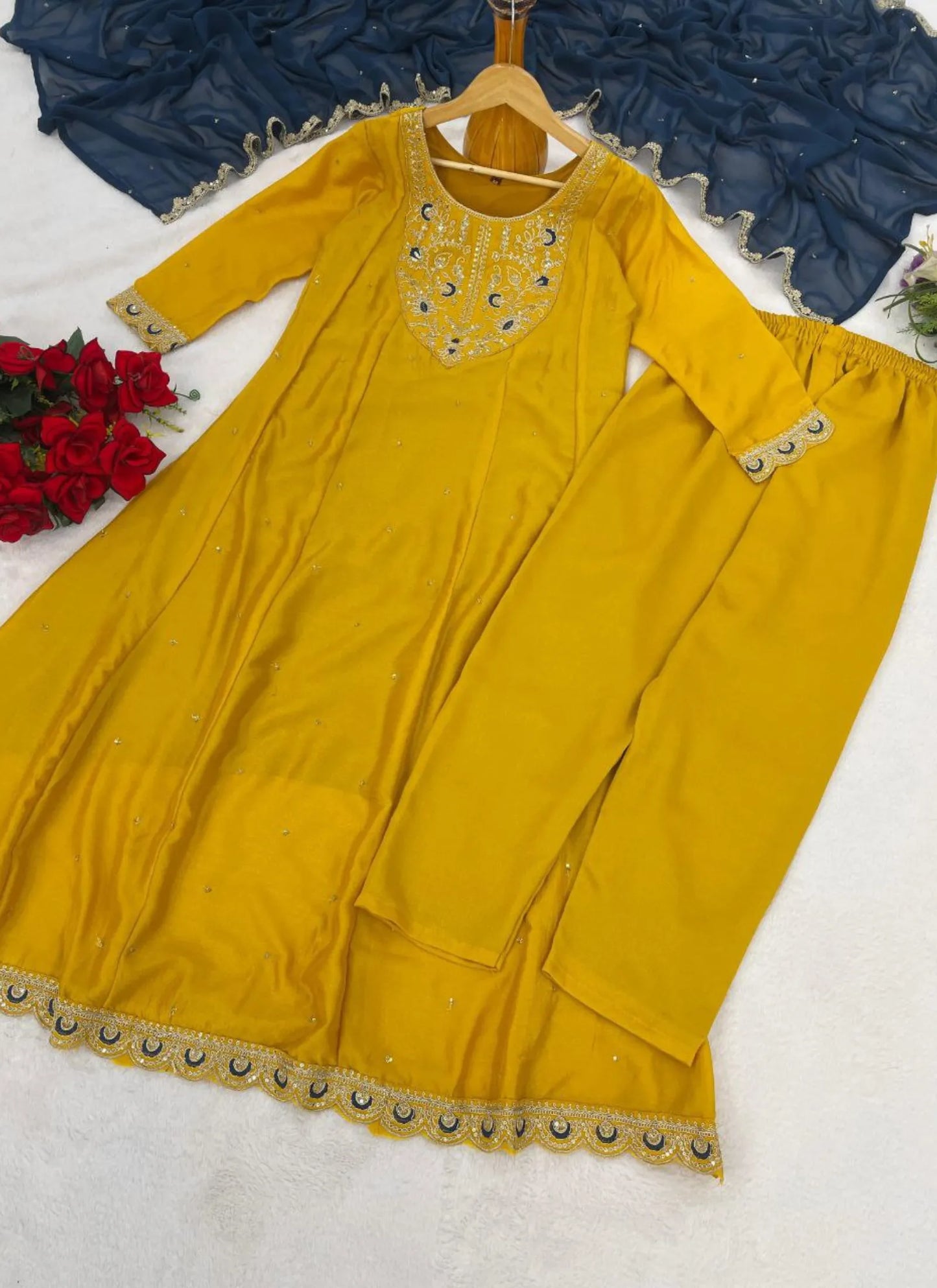 Premium Anarkali Kurti Set Yellow