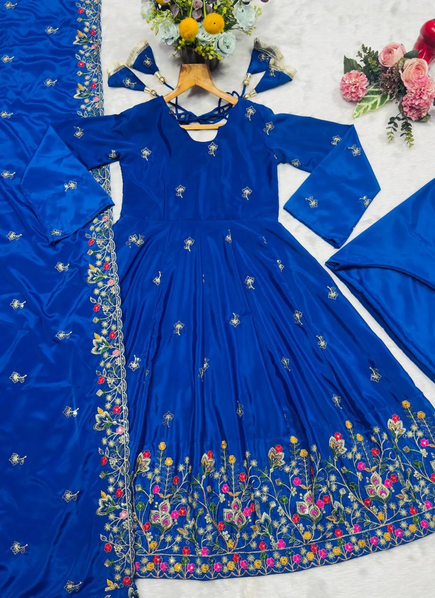 Blue Heavy Silk Anarkali Suit