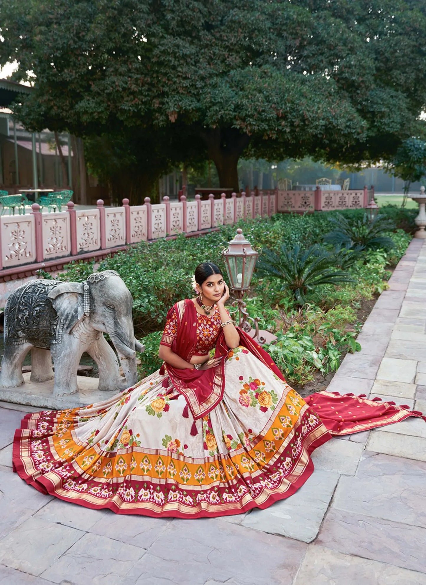 Red Floral Print Lehenga Choli