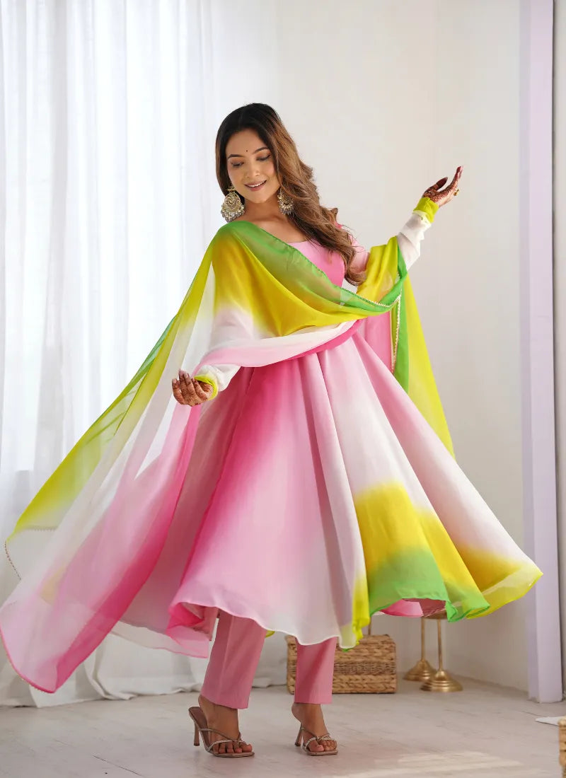 Heavy Pure Soft Fox Georgette Anarkali Multicolor