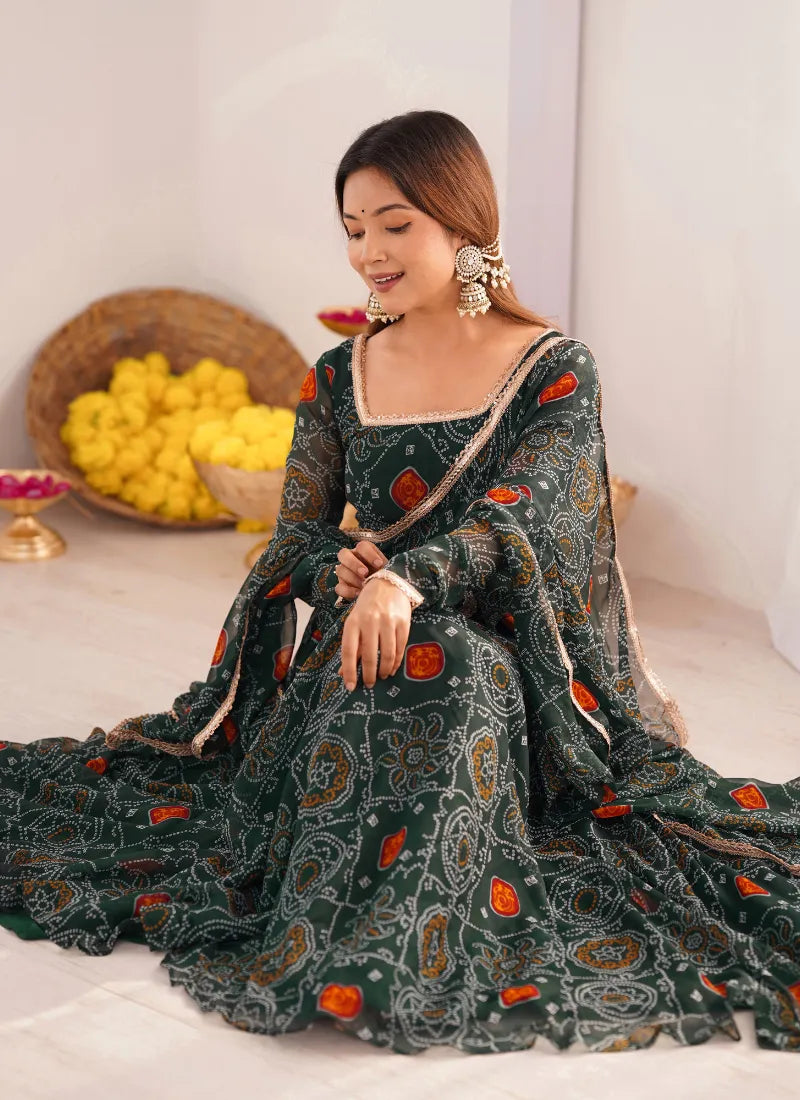 Pure Soft Lightweight Chiffon Anarkali Green