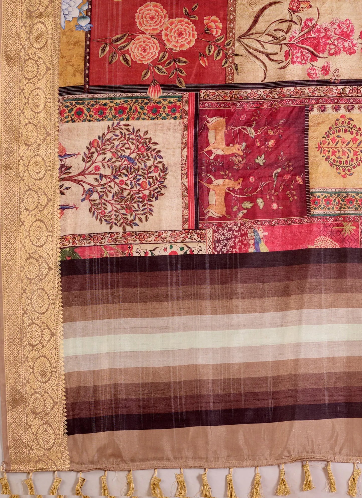 Tribal Art Print Soft Lichi Silk Saree