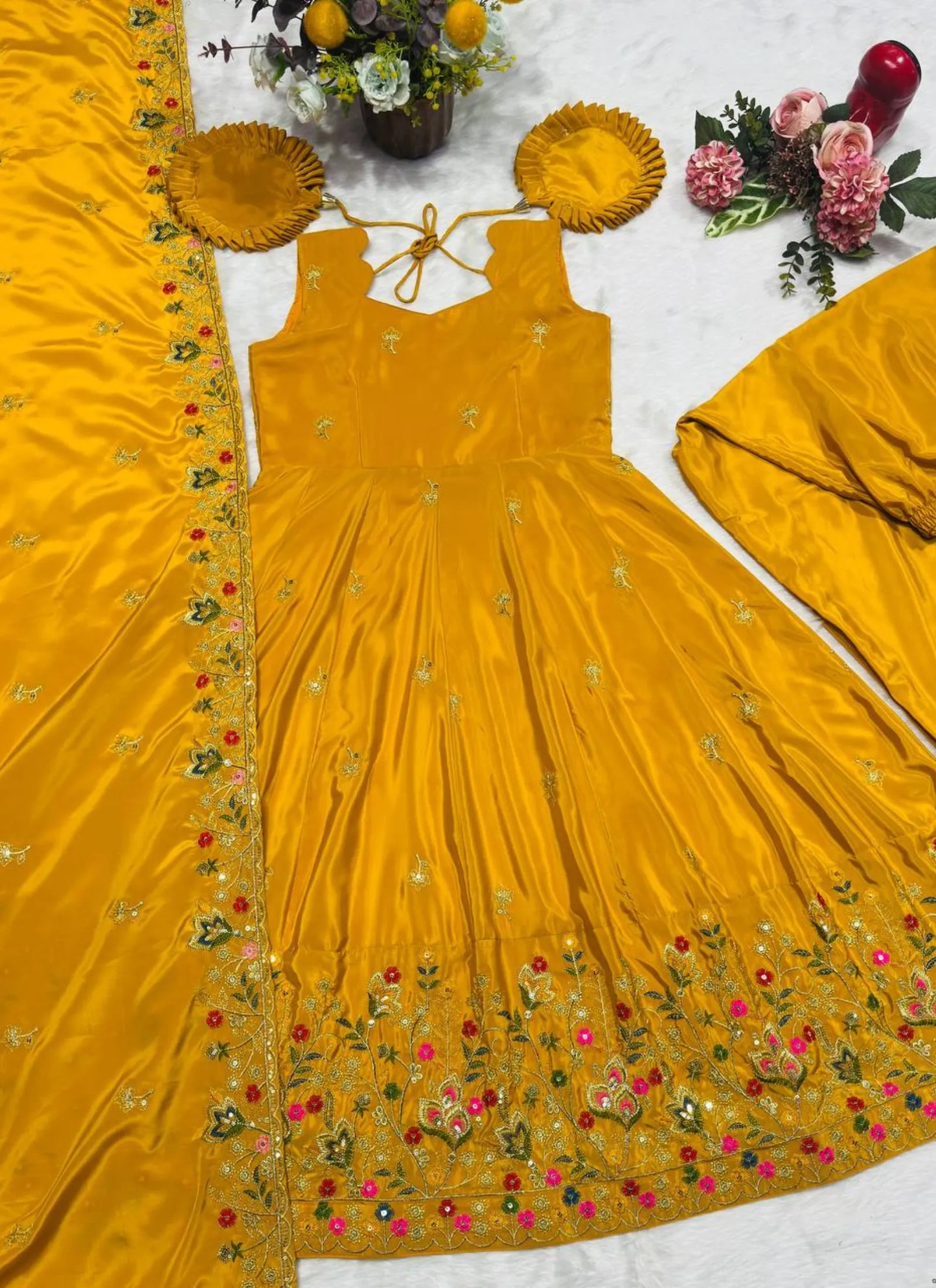 Yellow Heavy Silk Anarkali Suit