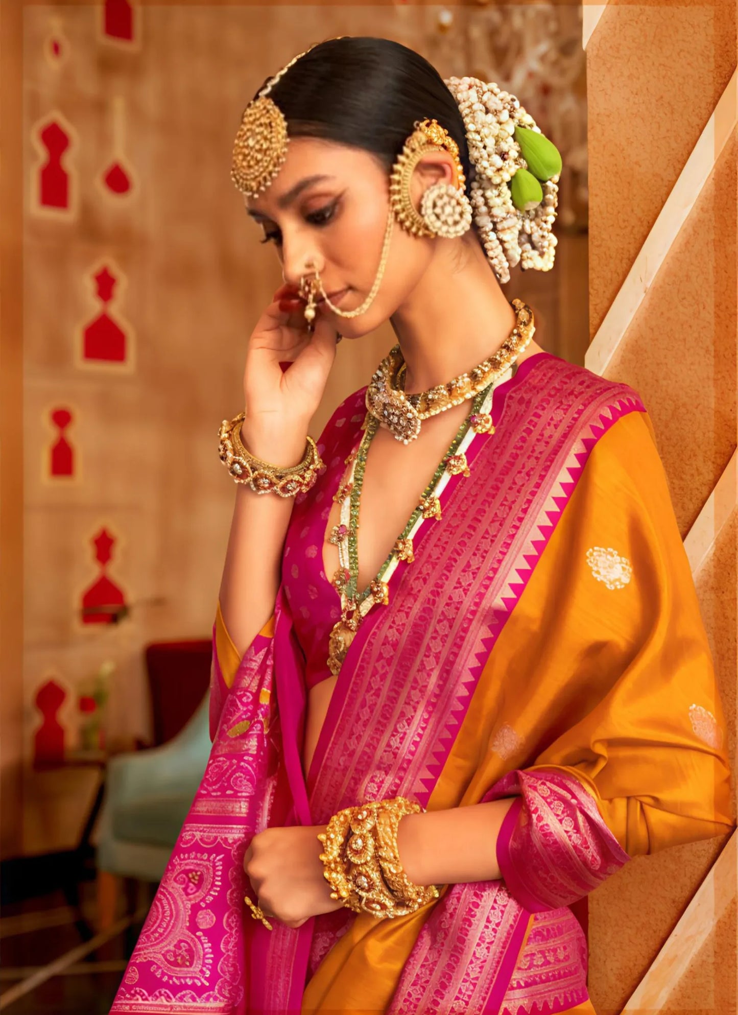 Banarasi Silk Saree Orange