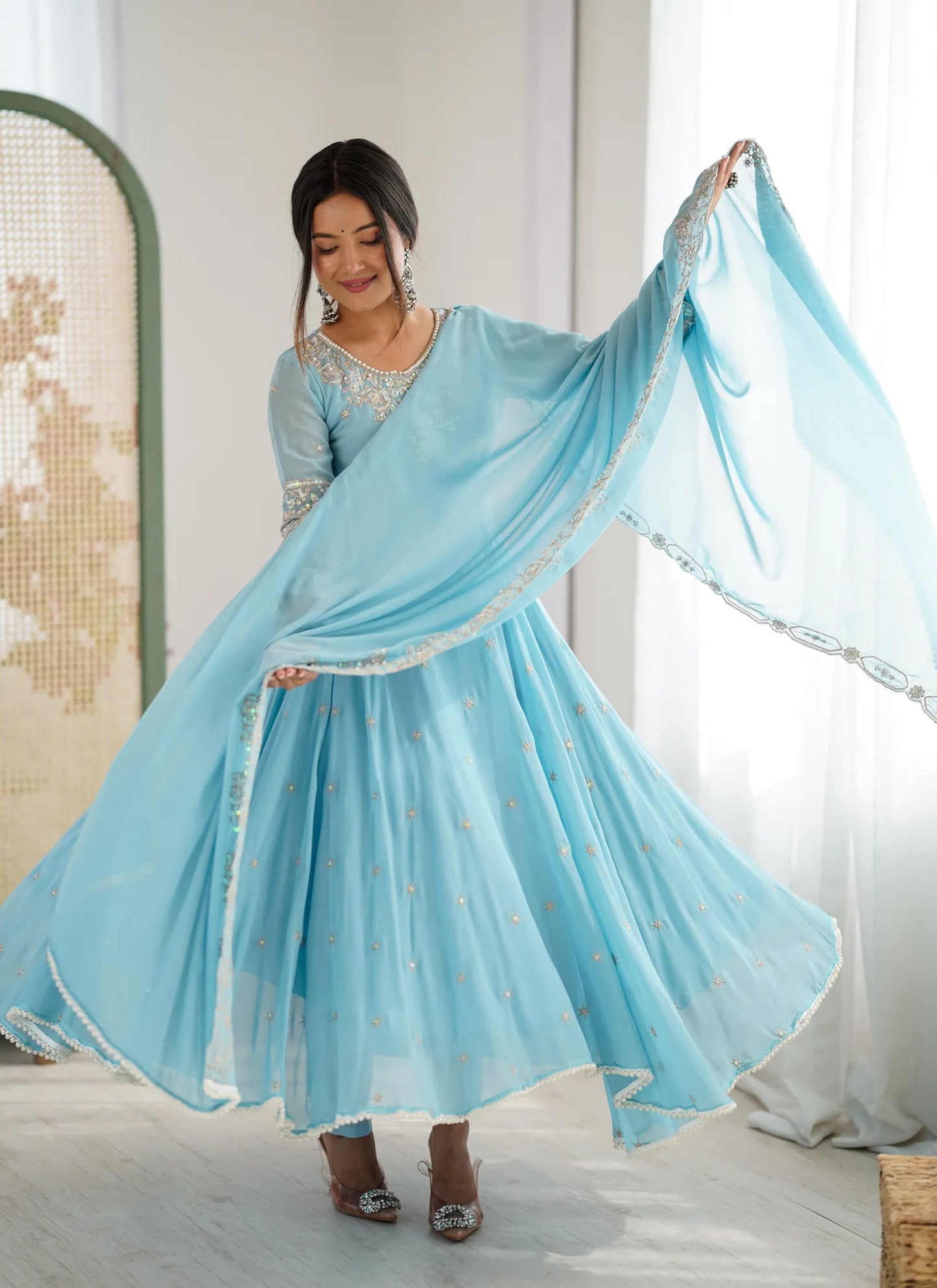 Sky Rembo Sequence Designer Anarkali Suit
