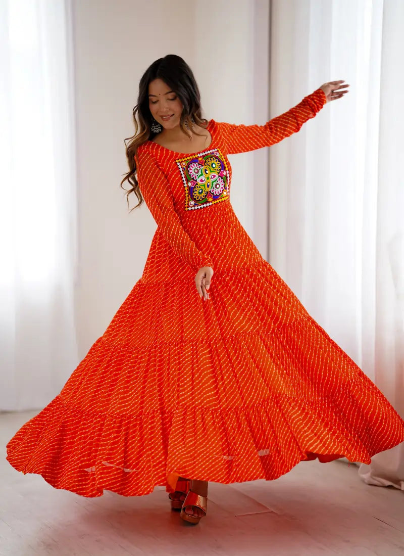 HEAVY PURE SOFT FOX GEORGETTE LAHERIYA PRINT ANARKALI