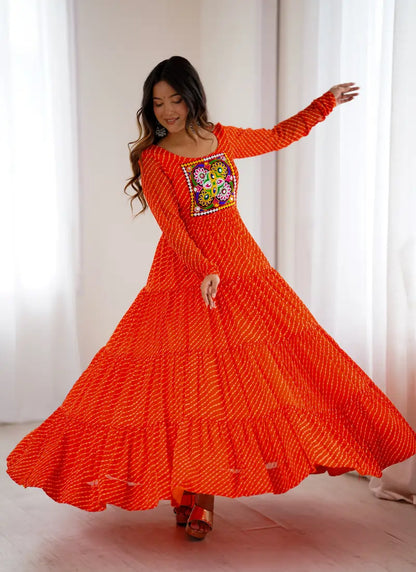 HEAVY PURE SOFT FOX GEORGETTE LAHERIYA PRINT ANARKALI