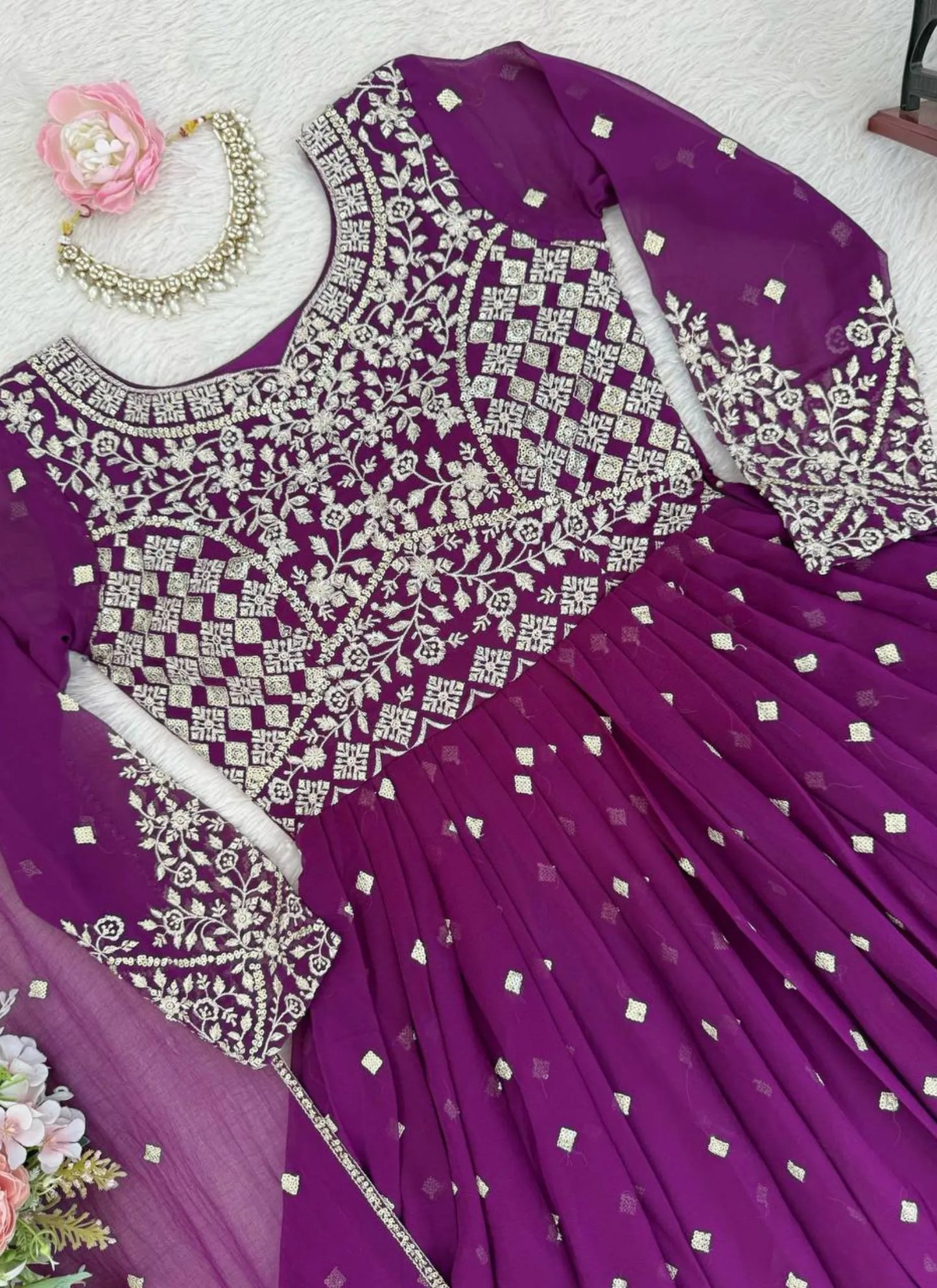 Purple Heavy Faux Georgette Anarkali Suit