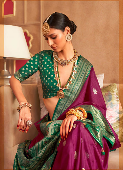 Banarasi Silk Saree Purple