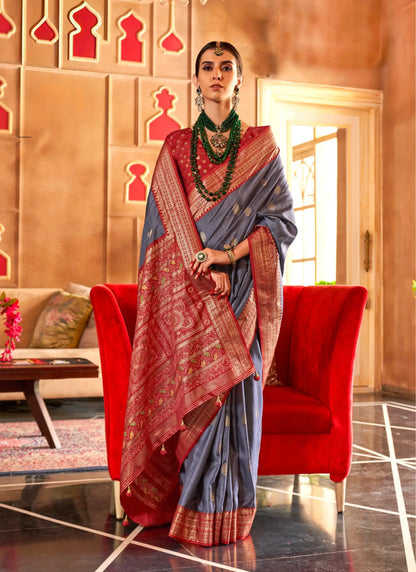 Banarasi Silk Saree Grey