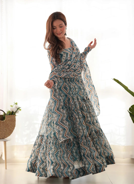 Pure Soft Fox Georgette Anarkali Light Blue