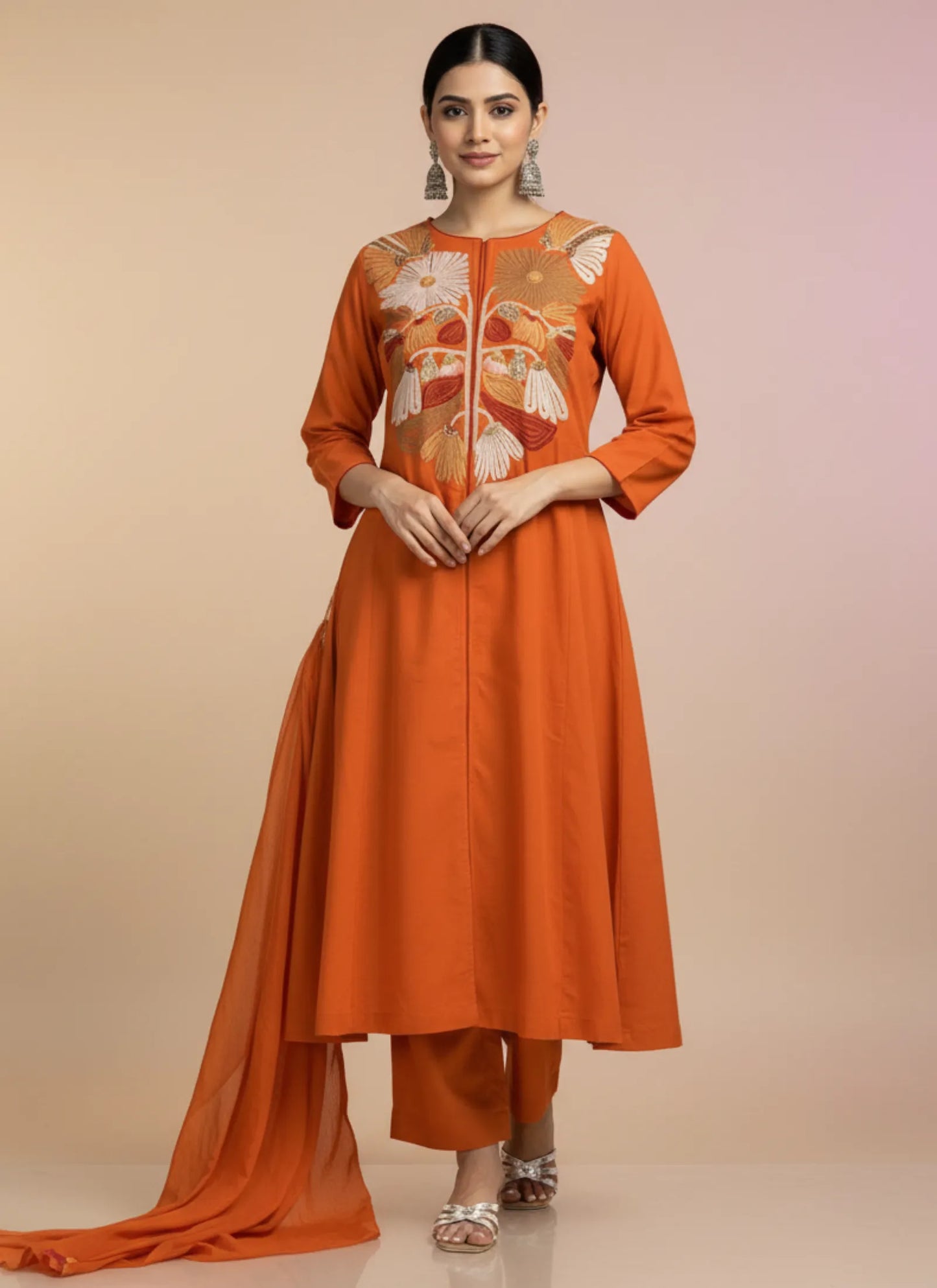 Mrugna Anarkali Plazzo Set Orange