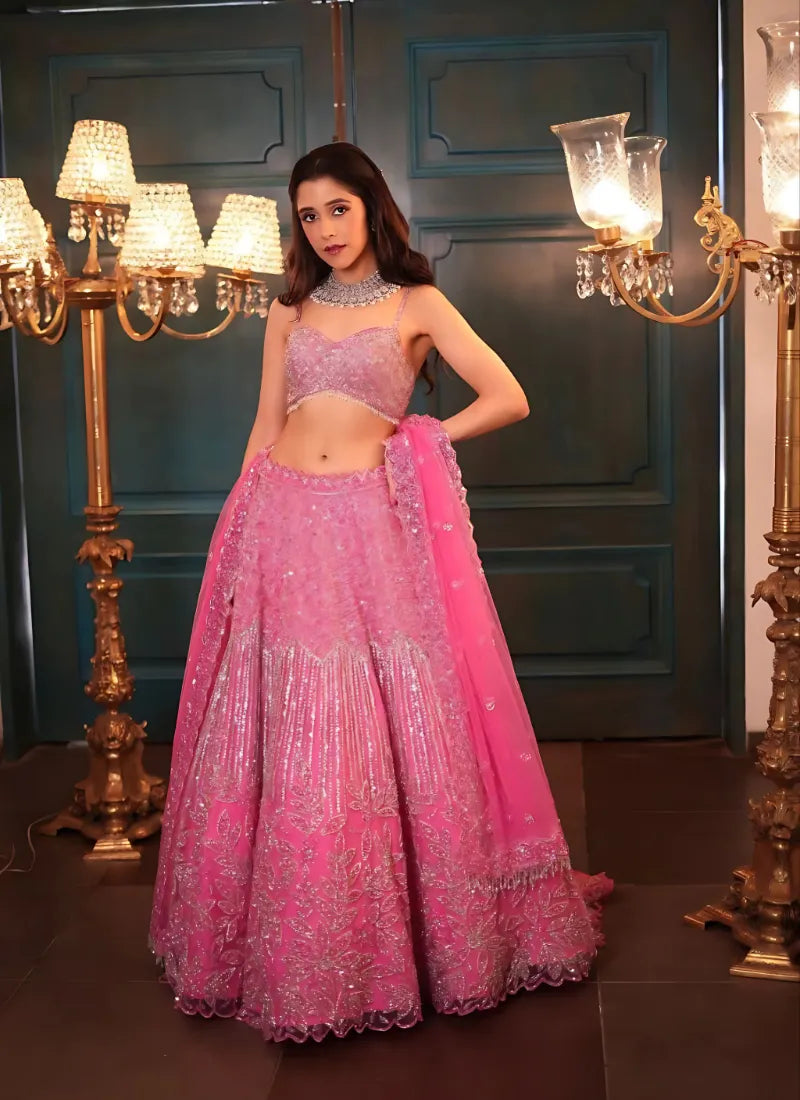 Premium Net Lehenga Gulabi