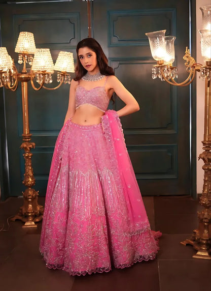 Premium Net Lehenga Gulabi