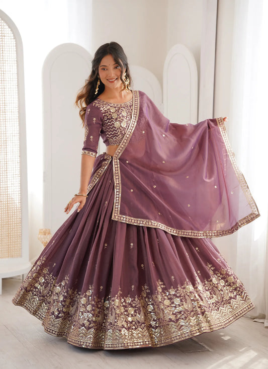 Mauve Heavy Simmer Silk Lehenga Choli