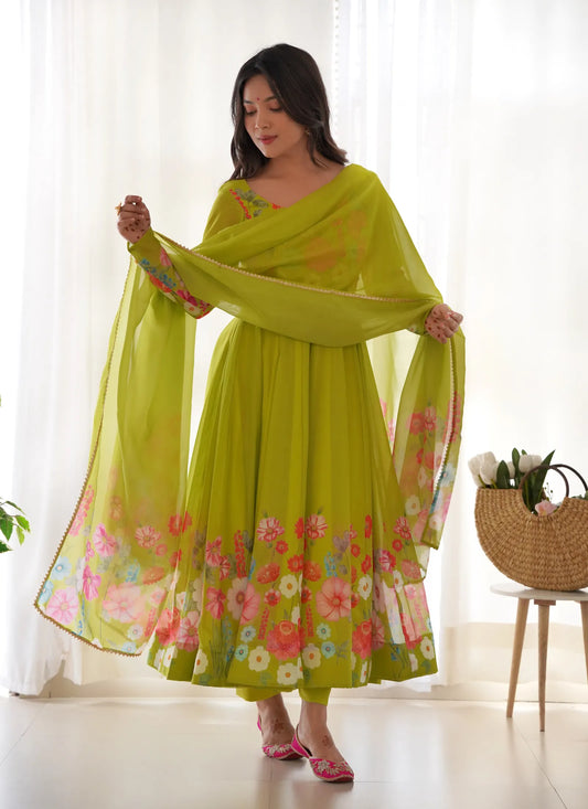Pure Soft Organja Silk Anarkali Liril