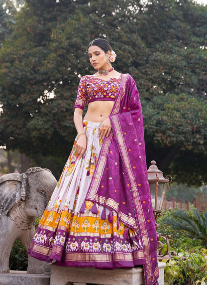 Purple Floral Print Lehenga Choli