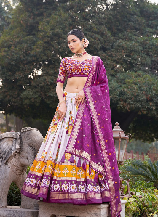 Purple Floral Print Lehenga Choli