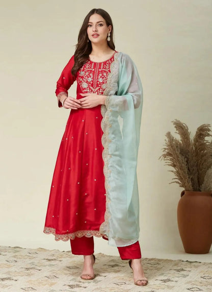 Premium Anarkali Kurti Set Red