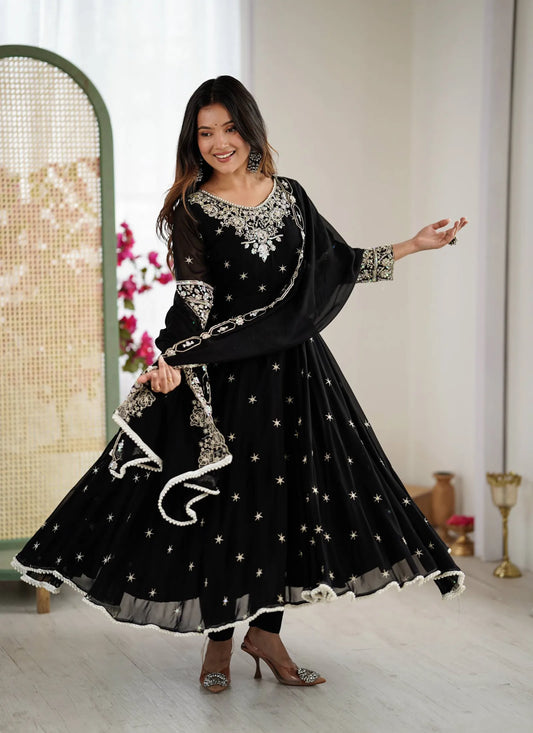 Black Rembo Sequence Designer Anarkali Suit