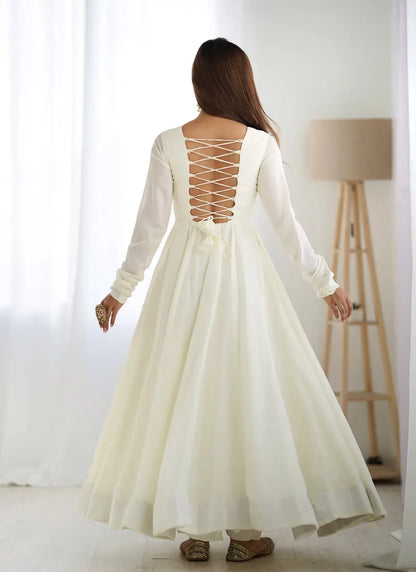 Heavy Pure Soft Vichitra Silk Anarkali Black Dupatta