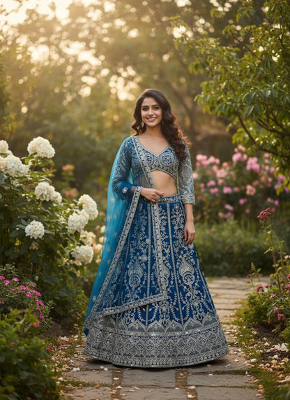 Regal Embroidered Lehenga Choli Blue