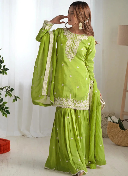 Saiyaara Kurta Sharara Set Pista
