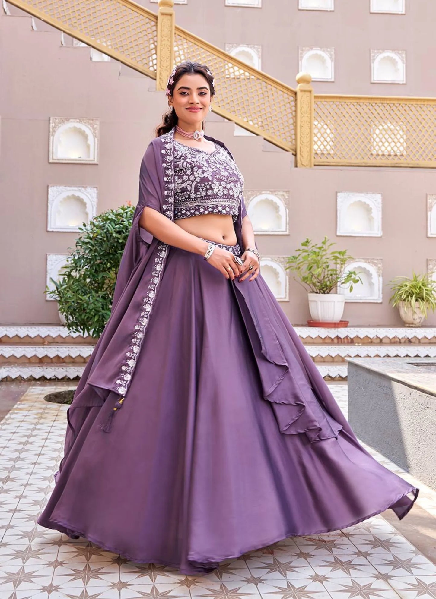 Purple Pure Rangoli Silk Lehenga Choli