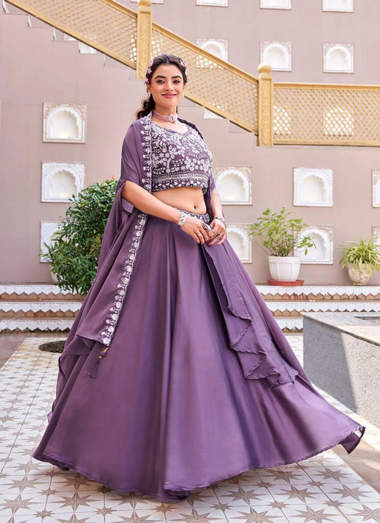 Purple Pure Rangoli Silk Lehenga Choli