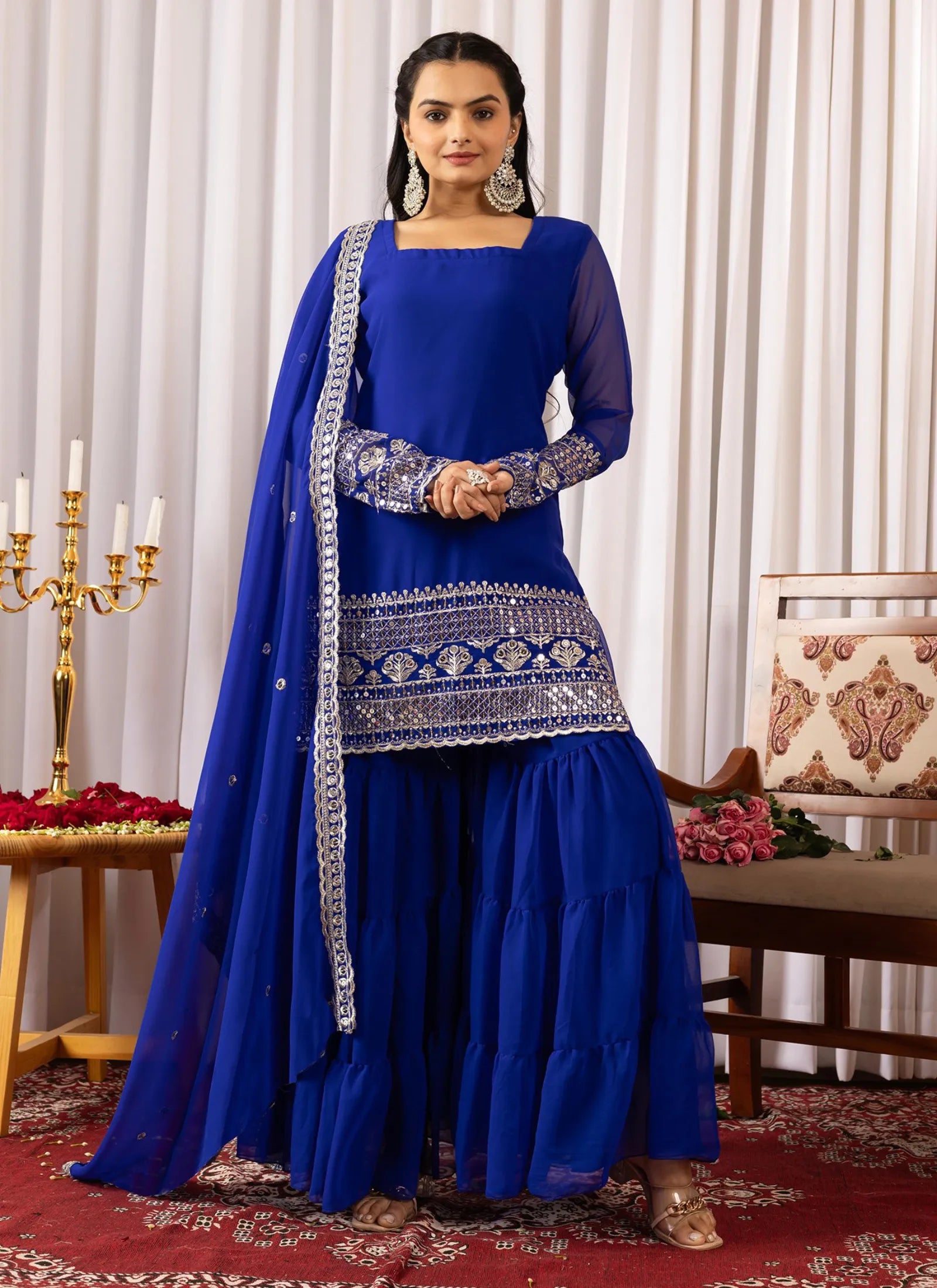 Pakiza Sharara Kurta Set Royal Blue