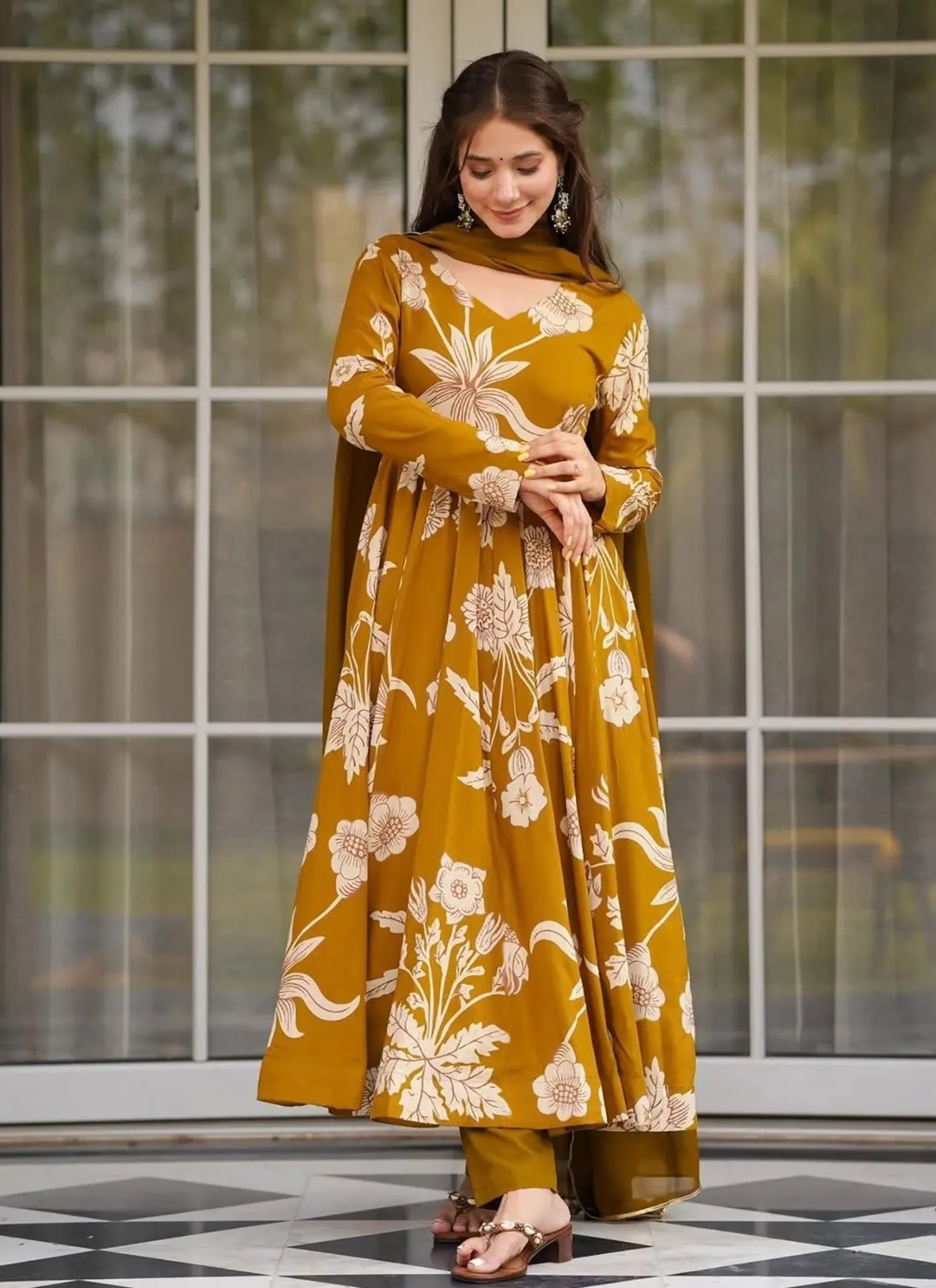 Vaani Anarkali Suit Mustard