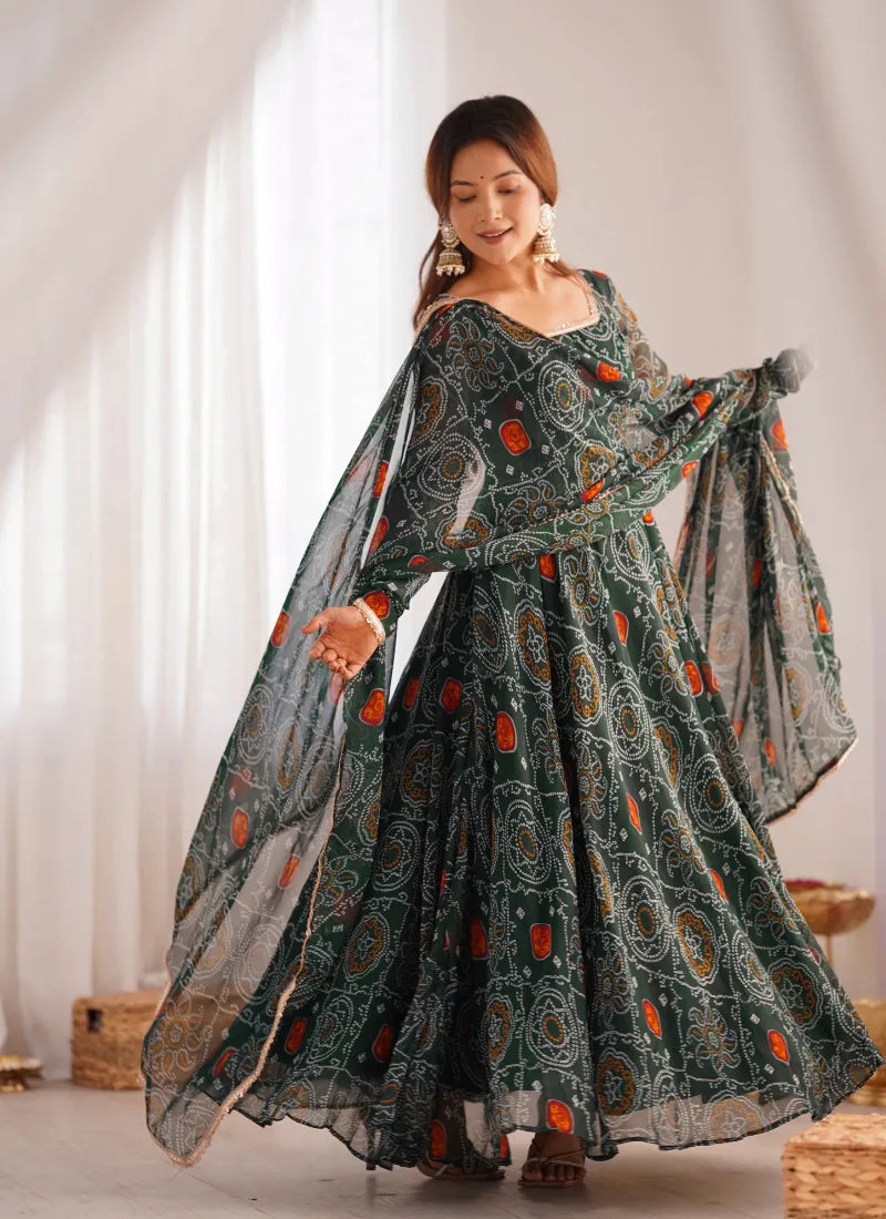 Pure Soft Lightweight Chiffon Anarkali Green