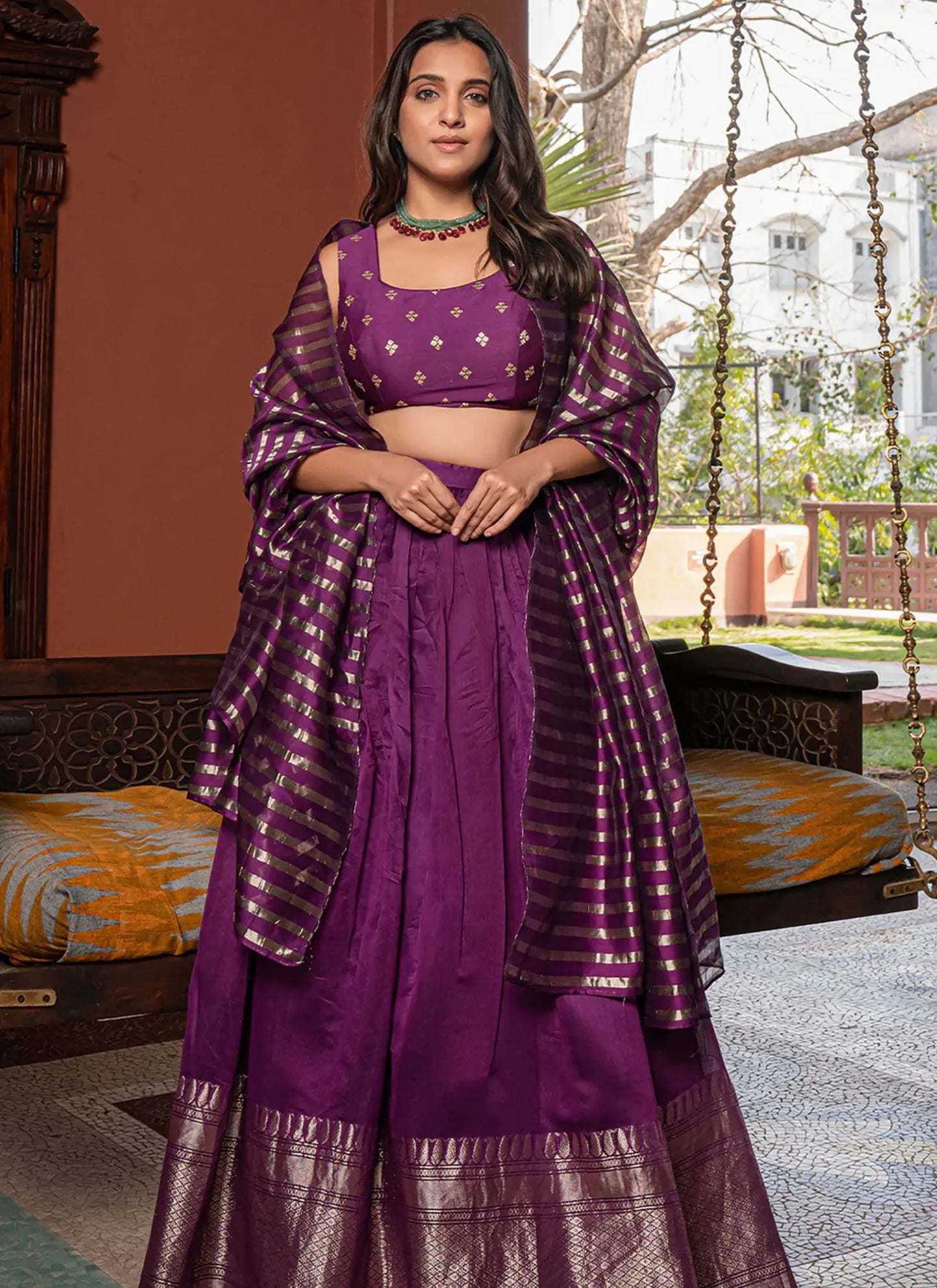 Embellished Vardhman Lehenga Choli Purple