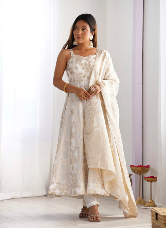 Fancy Banarasi Jacquard Anarkali Suit