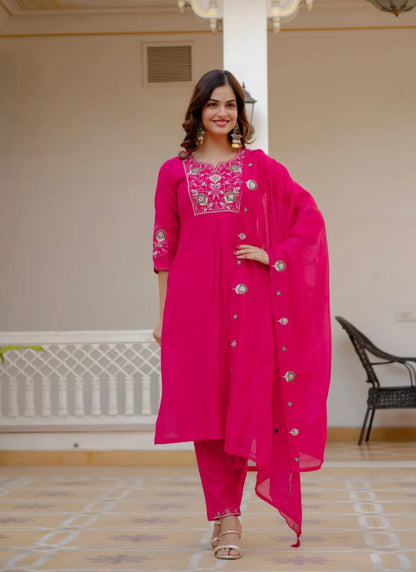 Pink Pure Viscose Designer Kurta Set