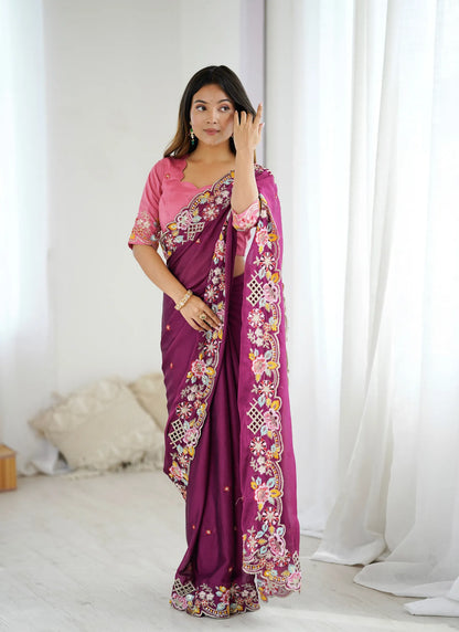 Premium Noha Crush Saree Pink