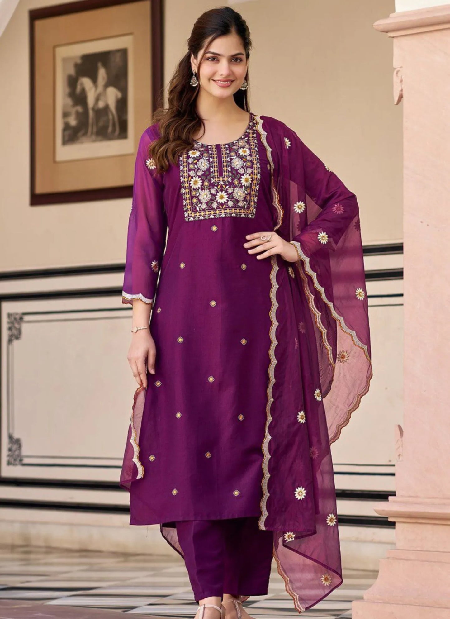 Heavy Rayon Fabric Kurta Set Wine