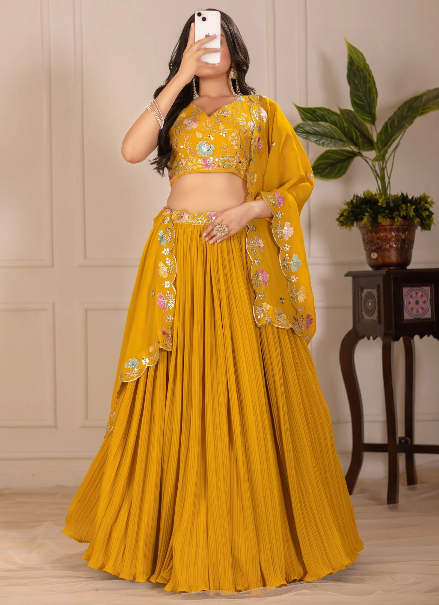 Yellow Fox Georgette Lehenga Choli