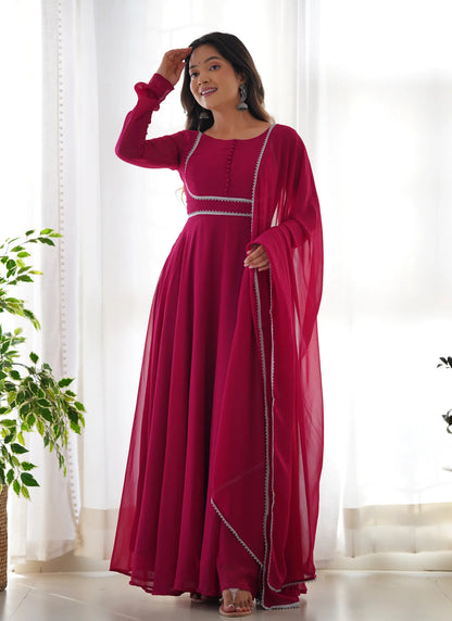 Pure Soft Fox Georgette Anarkali Pink