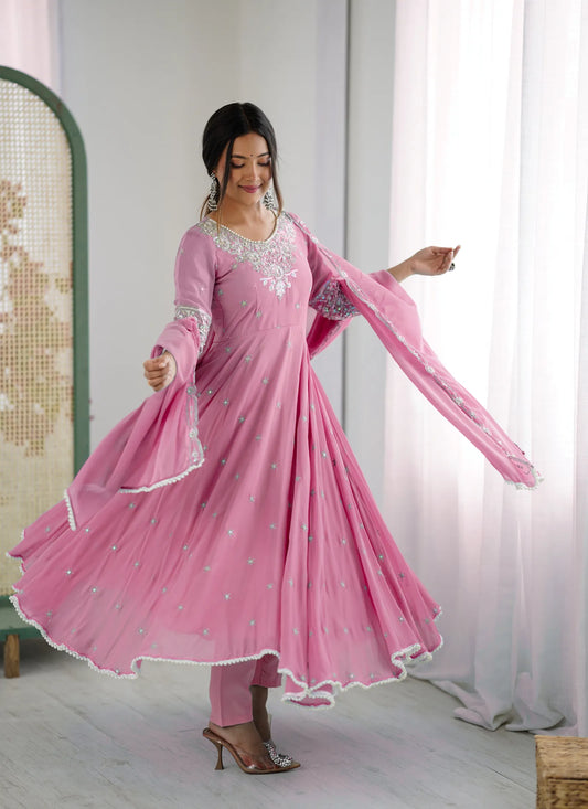 Pink Rembo Sequence Designer Anarkali Suit