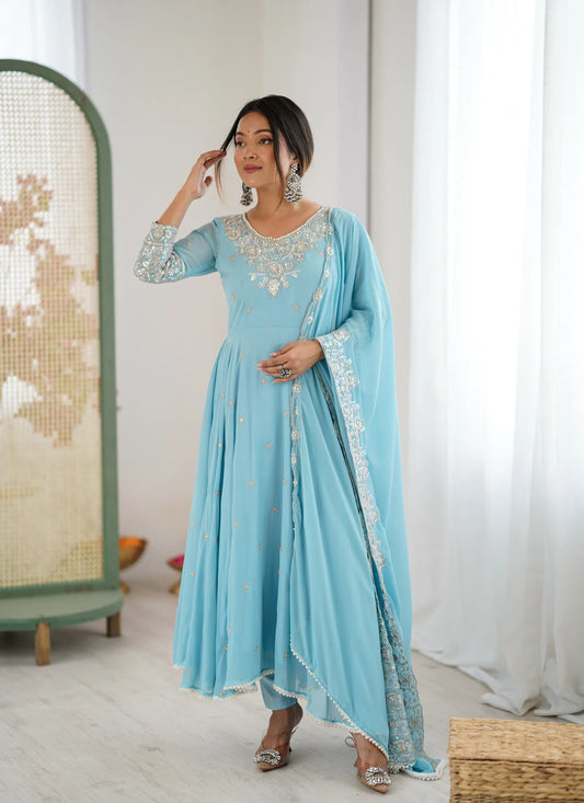 Sky Rembo Sequence Designer Anarkali Suit