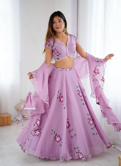 Fandy Handpaint Lehenga Choli Mauve